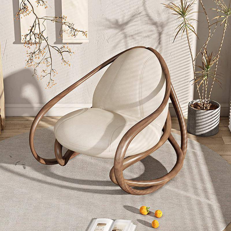 客厅休闲躺椅北UYH美黑胡桃实沙家用发懒木人新中式别木墅阳台摇