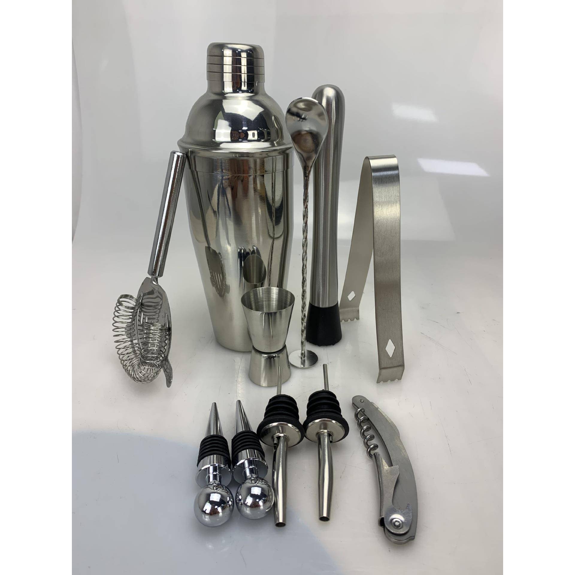 工厂现货75无品牌/0ml把可手木架1o1件套不锈钢调酒器o套装打lg酒