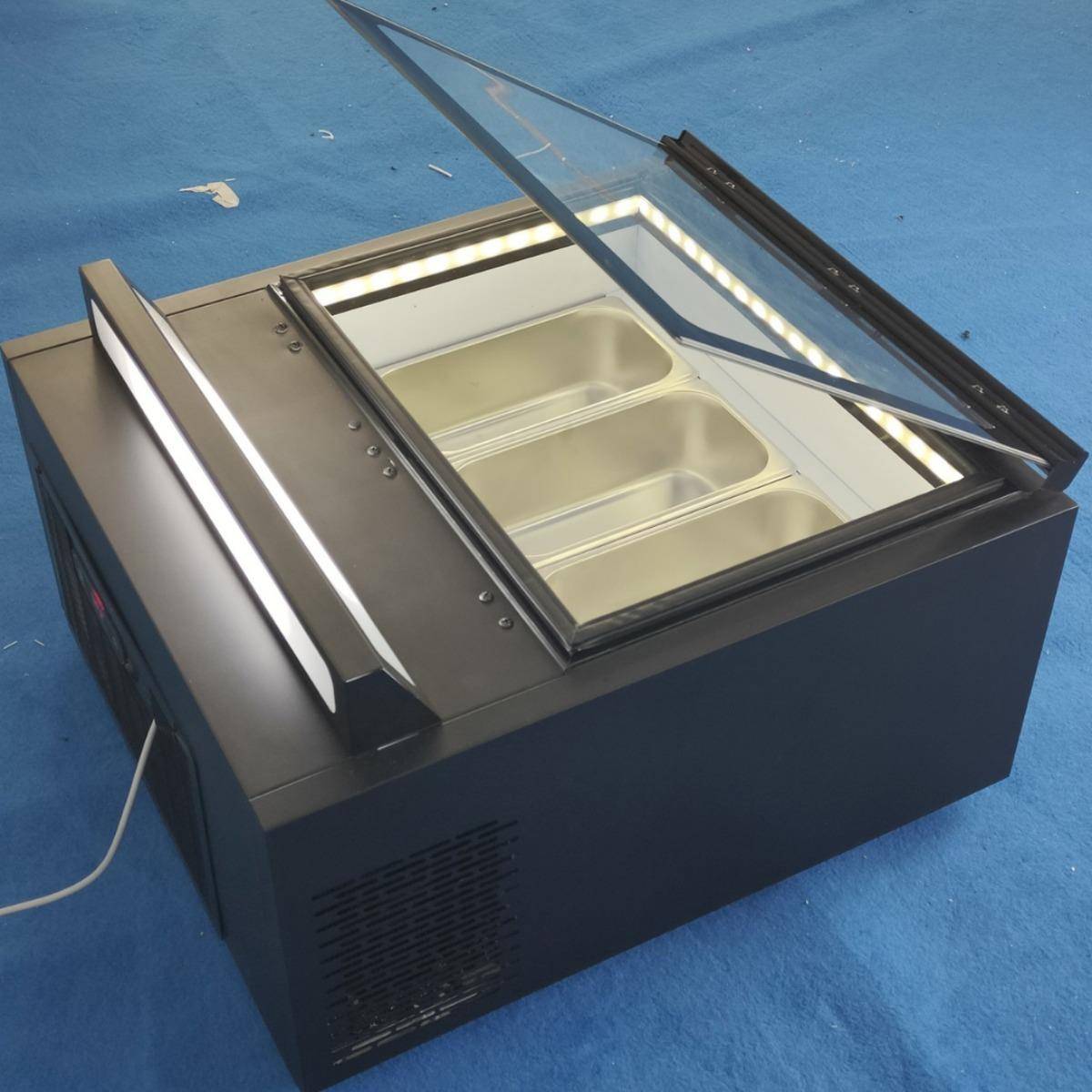 摆摊铺商用冰淇淋甜冰柜台式冰激凌品冷冻花车示展WAS柜商用店冰