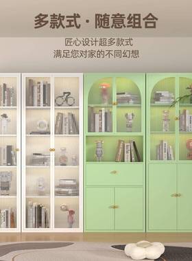 艺书柜家用玻璃门储柜物儿童铁置收纳柜落地33666铁皮展示柜客厅