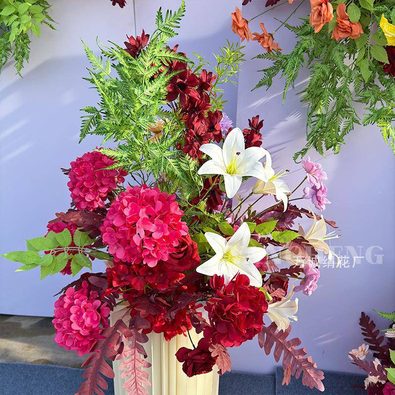 地新款婚礼仿真花背景饰道具路花引假花婚装庆用NDY花排艺插花装
