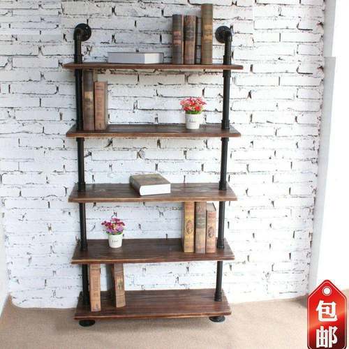 复古工业风水TB534016管墙上置落物架多层实客厅书架木板壁挂搁卧