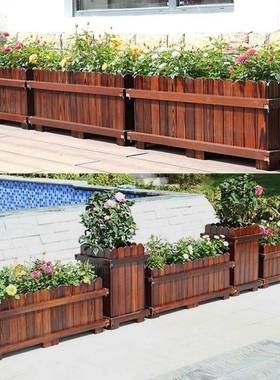 防腐花箱外庭院种木33612植箱长户方家用木花槽花盆厚加阳台装饰