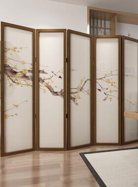 现简约屏隔NGV断客厅风可移动入户折遮挡叠茶室装饰新中代式花鸟
