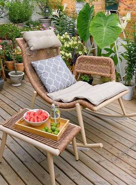 紫檀花摇椅椅大人阳台家用休闲子叶藤椅椅藤编懒人椅84170户外摇