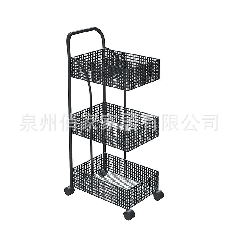 厂家直销铁艺置物架卧室厨房金属网红可移动浴室收纳架带轮小推车