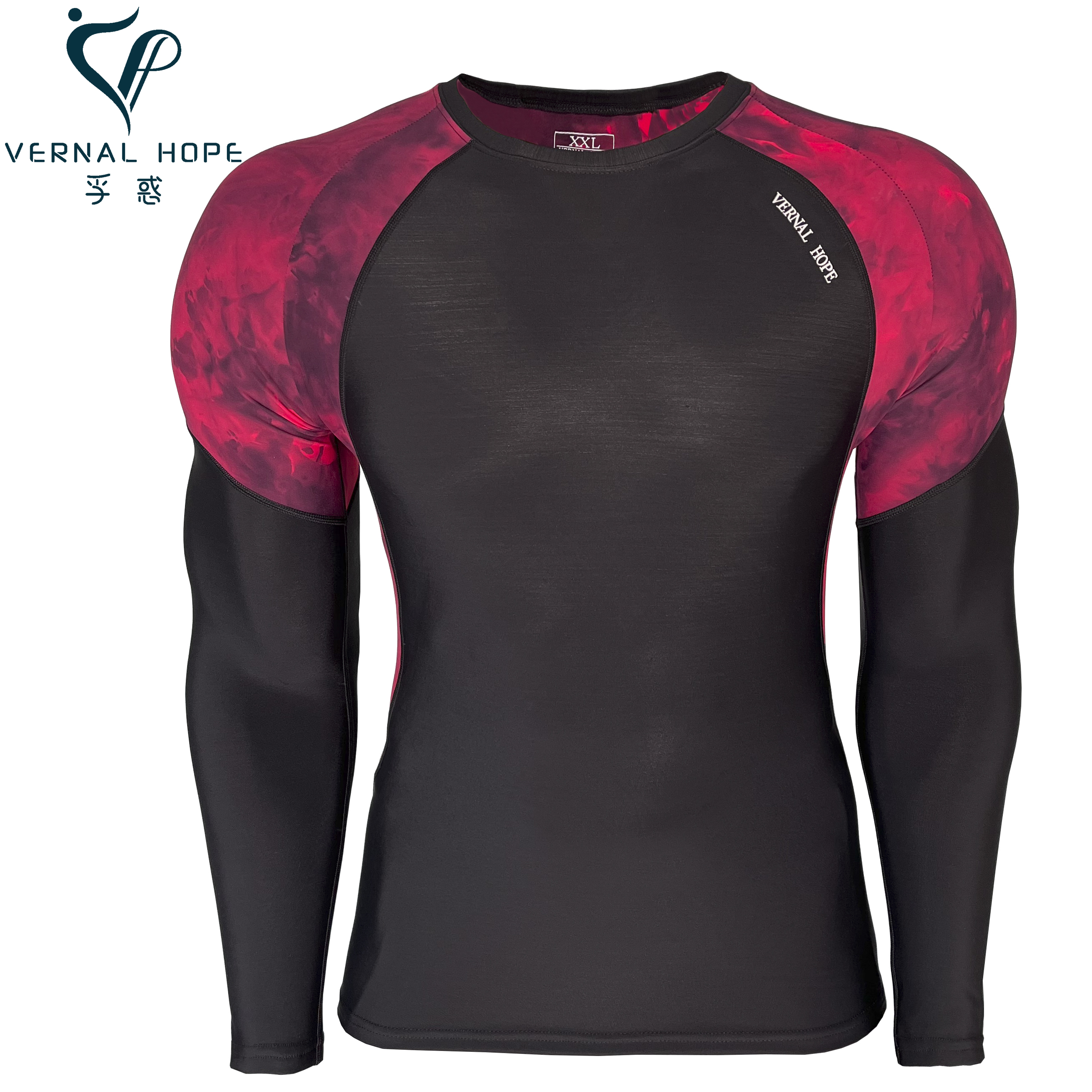 VERNAL HOPE健身紧身衣男子运动训练弹力搏击长袖加绒跑步压缩衣