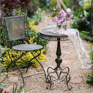 饰 掬涵欧式 复古铁艺庭院桌椅咖啡桌网红休闲花园露台户外庭院装