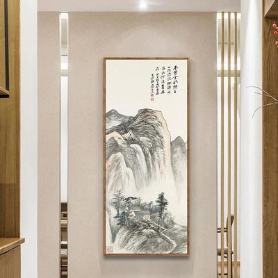张大千国画挂画山水画新中式水墨画装饰画客厅玄关书法禅意壁挂画