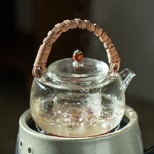 耐热玻璃茶煮壶电陶炉水壶天然藤玻璃提编梁提梁壶壶烧家用过滤泡