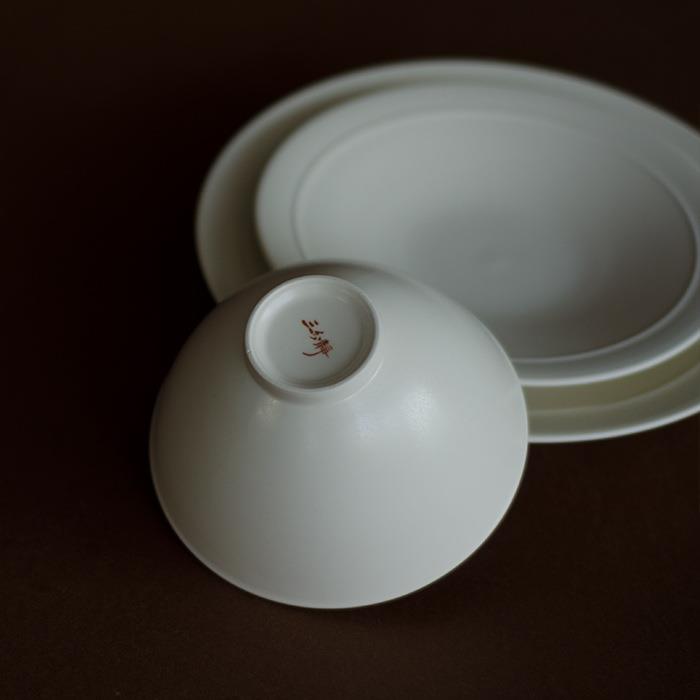 8N餐具套装素色暖白碗盘碟子家用中式菜盘点心碟斗笠饭碗瓷珏沁