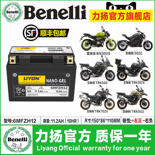 贝纳利752S 302S 502C金鹏502X幼狮500黄龙600 300飓风302电瓶