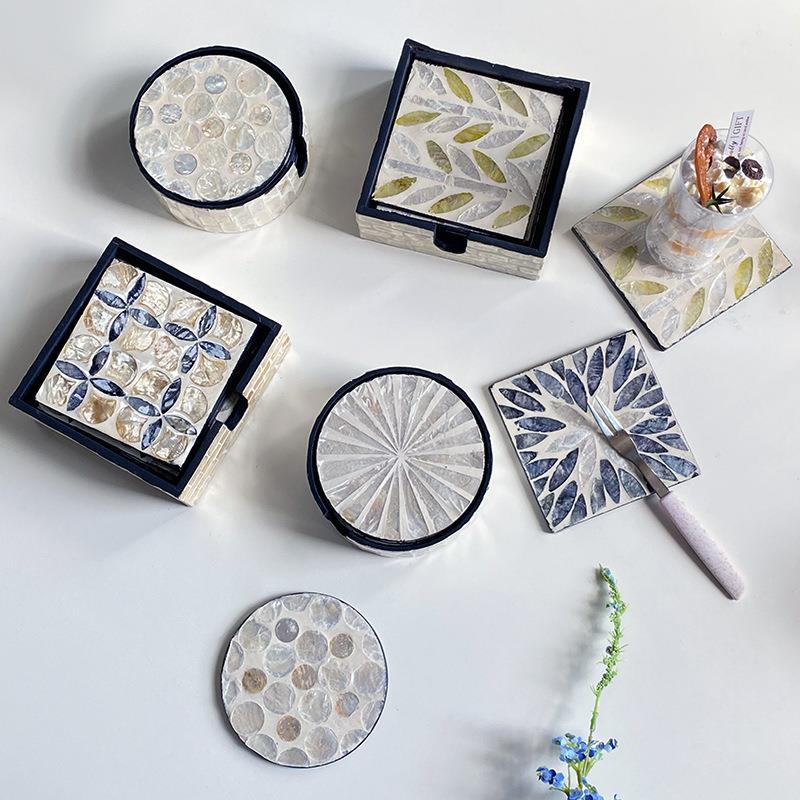 彩色贝壳隔热茶壶茶杯垫子桌面零食杂物茶几防烫茶具茶道配件