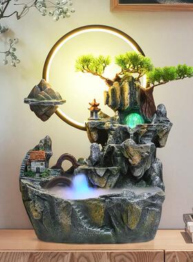 鱼缸客厅假山盆景摆件高山循环流水生财风水轮小水车转球招财喷泉