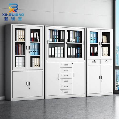 钢制文件柜铁皮档案柜办公室书柜资料柜财务凭证柜带锁员工储物柜