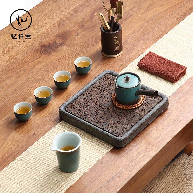 乌金石茶盘小型储水禅意日式干泡茶台石材简约家用茶具托盘