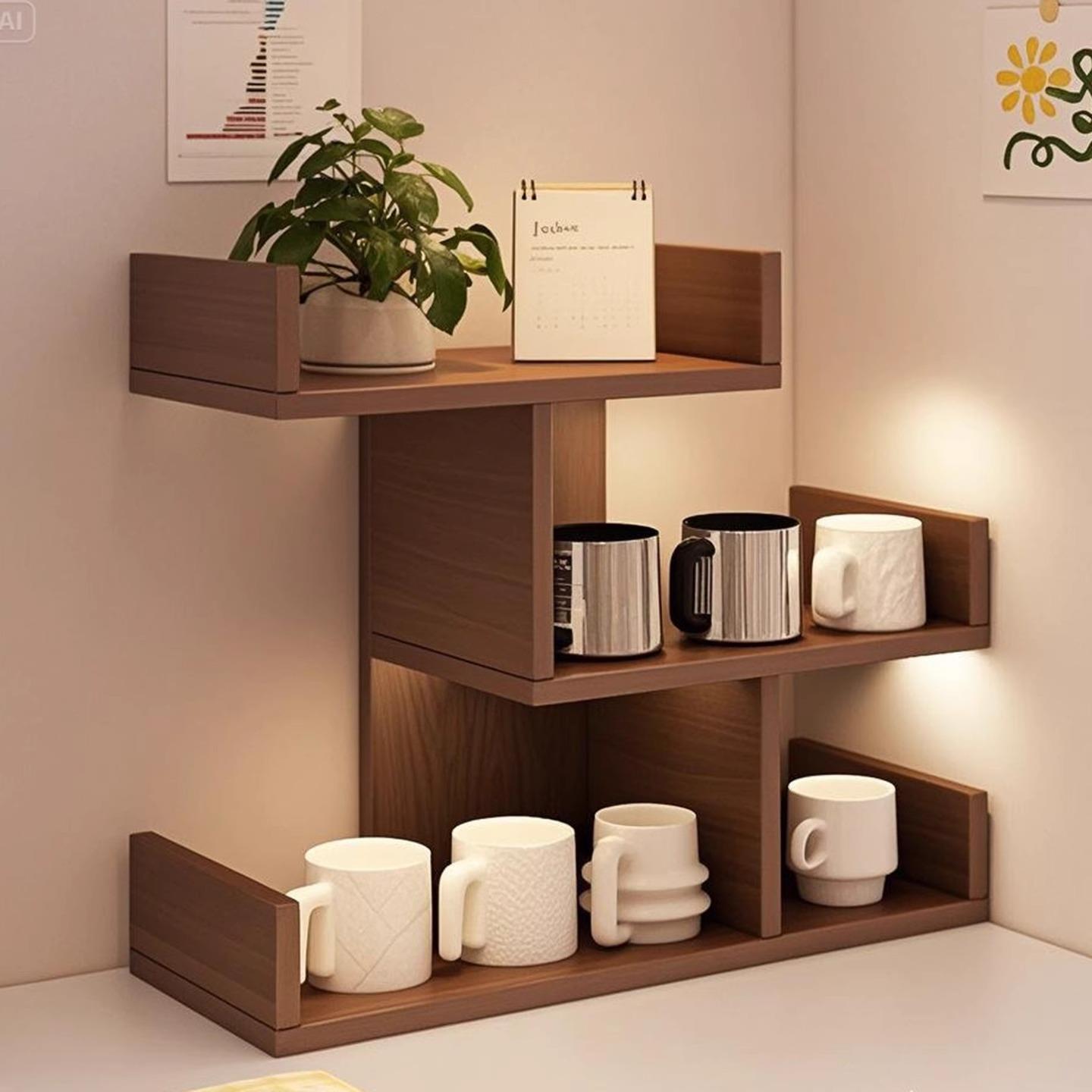 家用多层书桌架简约桌上收纳架子小型柜子学生现代分层置物书桌架