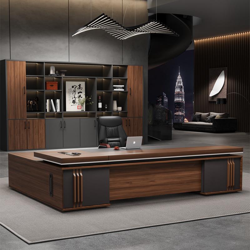 办公桌老板桌椅组合书柜总经理办公室总裁大班台简约现代办公室桌
