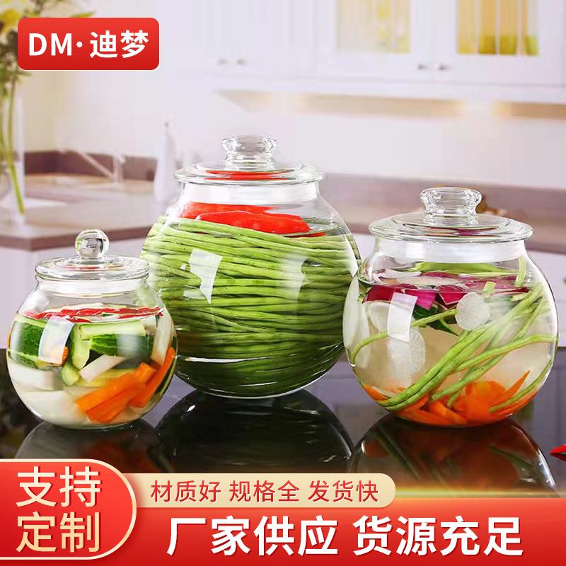 圆形玻璃泡菜坛5斤10斤密封腌菜缸家用咸菜泡菜坛子大口防潮