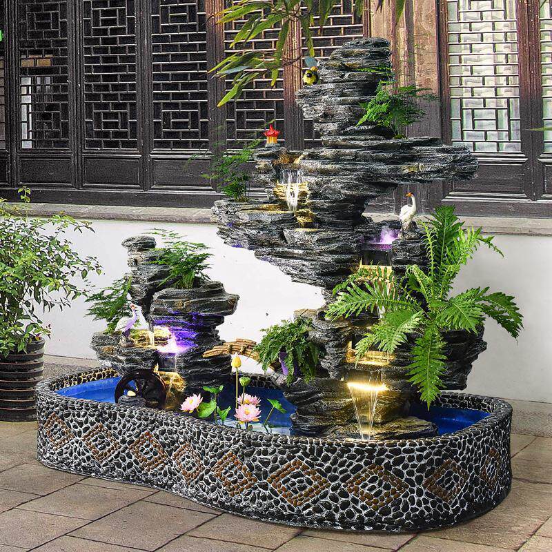 大型假山流水喷泉瀑布户外别墅庭院花园室内风水招财鱼池景观摆件