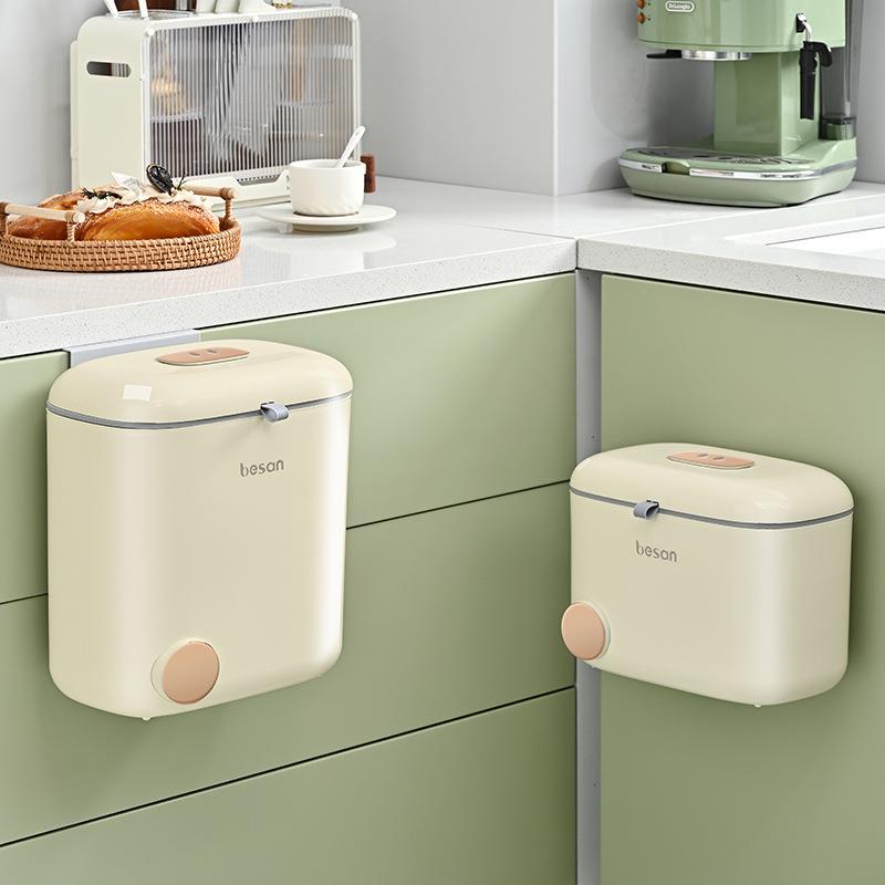 卡通厨房垃圾桶壁挂式橱柜门挂式桶高颜值家用客厅纸篓带盖卫生间