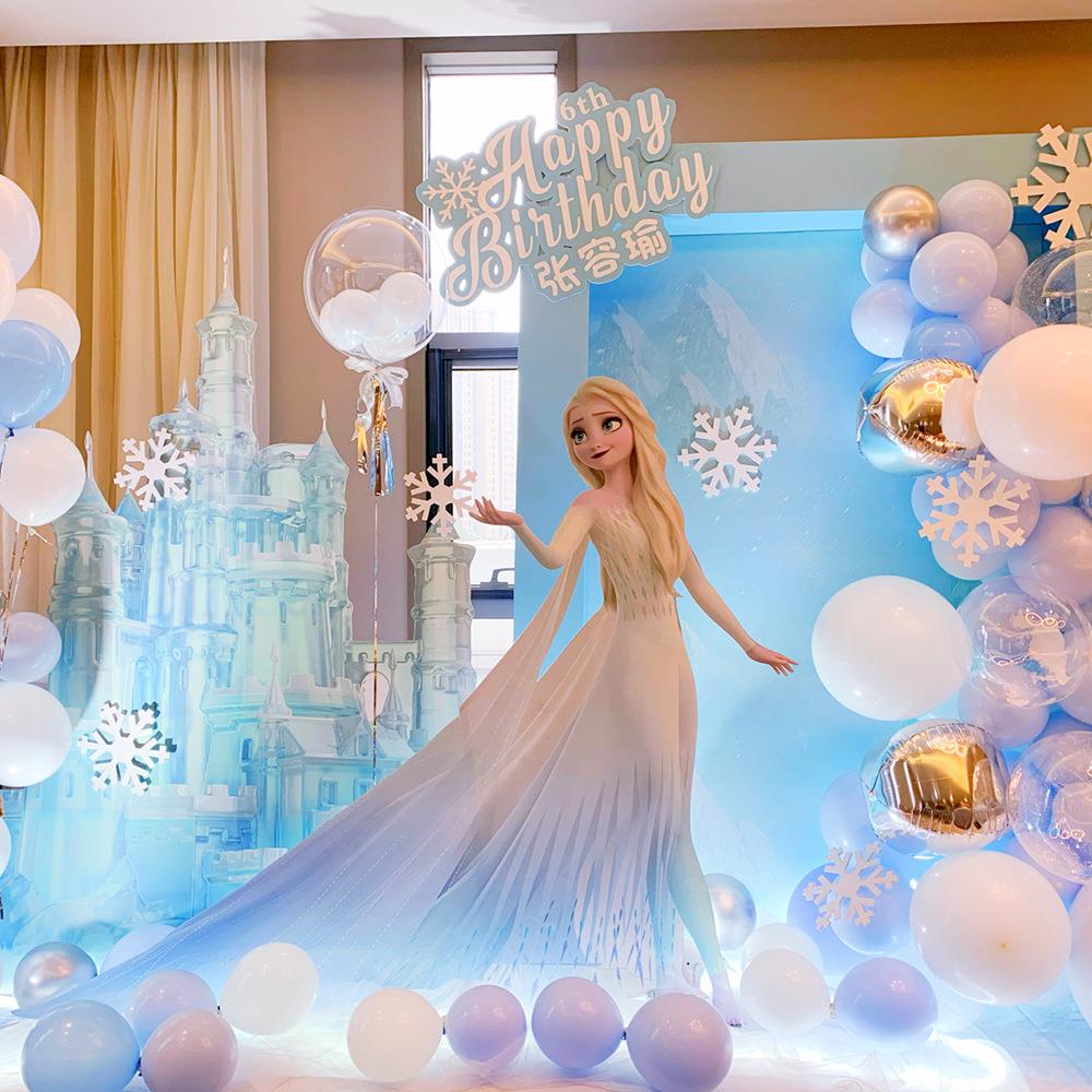 冰雪奇缘主题生日布置儿童周岁气球派对KT板背景装饰爱莎女孩