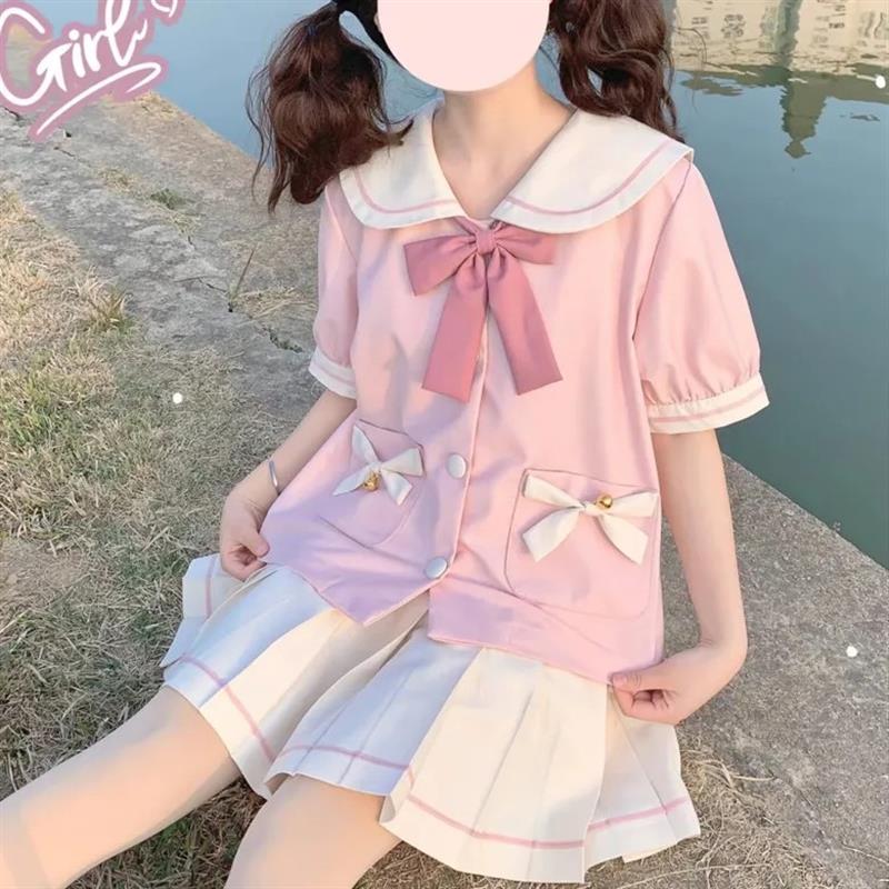 【桃铃喵】2024年夏季新款原创幼稚园可爱JK制服学院短袖水手套装