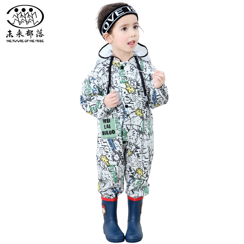 儿童连体雨衣男童女童全身防水小孩小学生宝宝连体裤透气长款套装