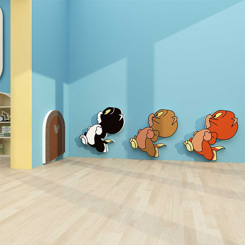 儿童房间布置装饰卡通动物楼梯台阶贴纸画男孩卧室床头墙角落改造图片