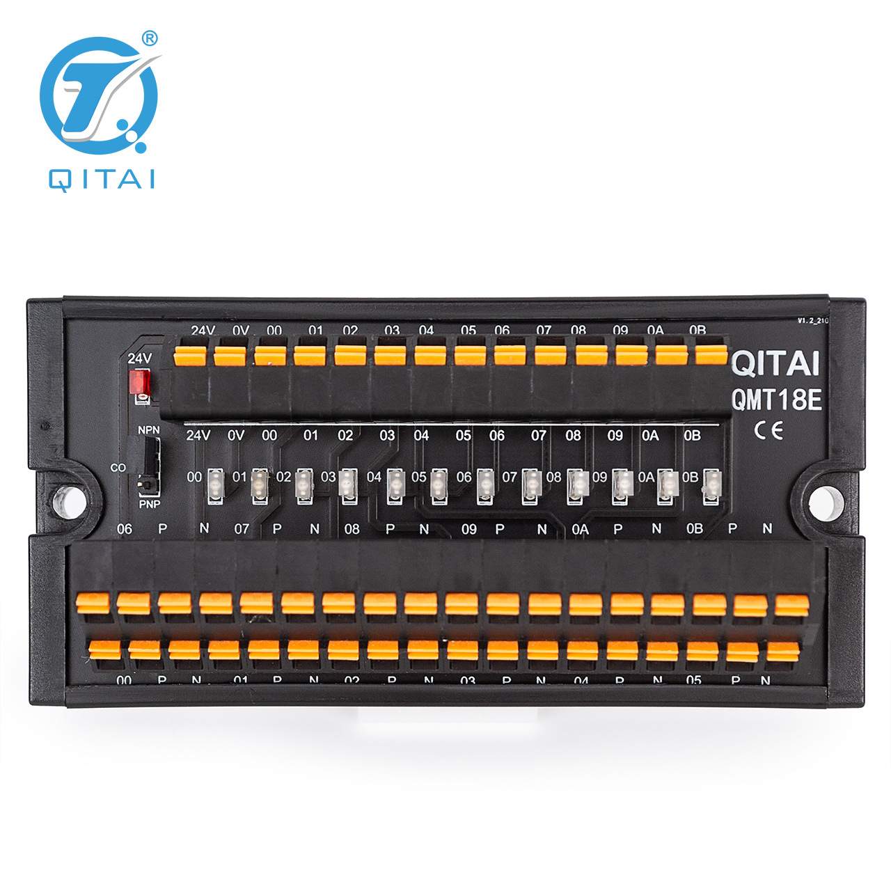 QMT18E带12位输入继电器转换端子台一进多出直插式电源分线盒端子
