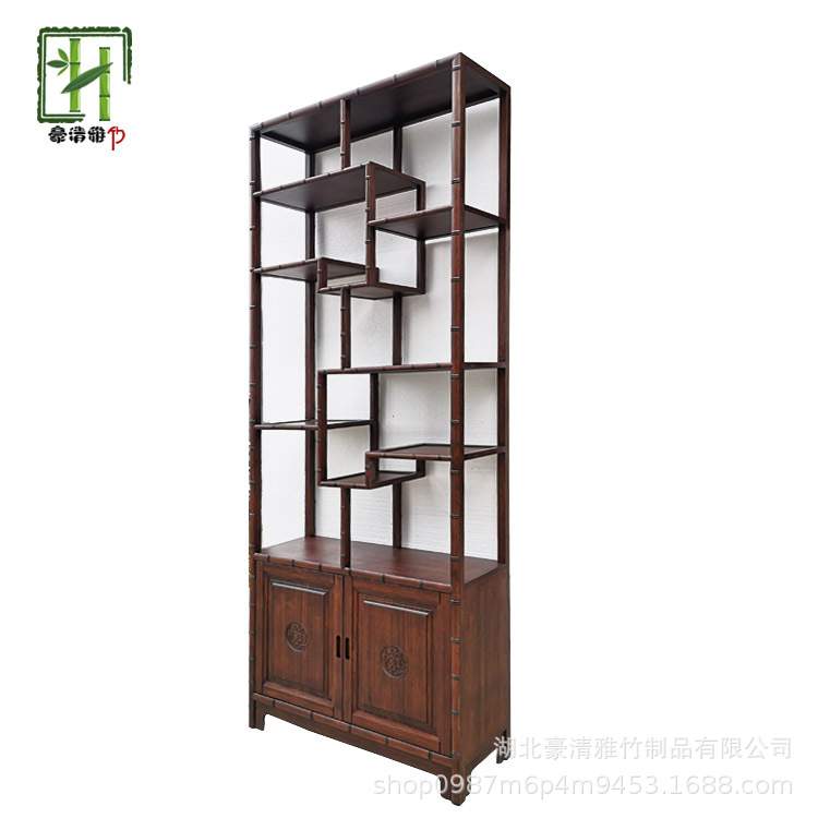 立豪竹制品厂全竹家具楠竹博古架竹茶柜多宝阁茶楼空间竹木家具
