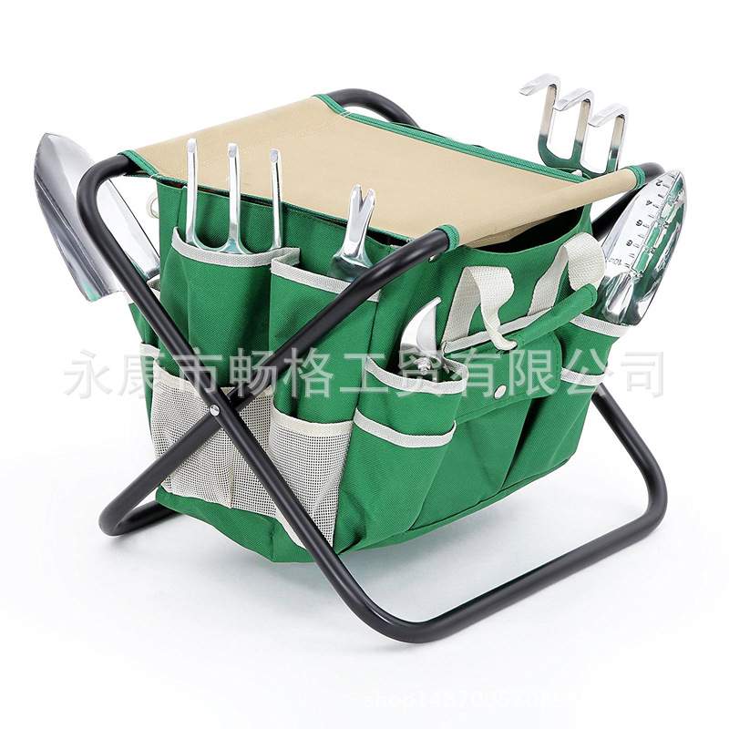外贸园林工具折叠凳套装园林工具包铝合金花园工具套装园艺凳