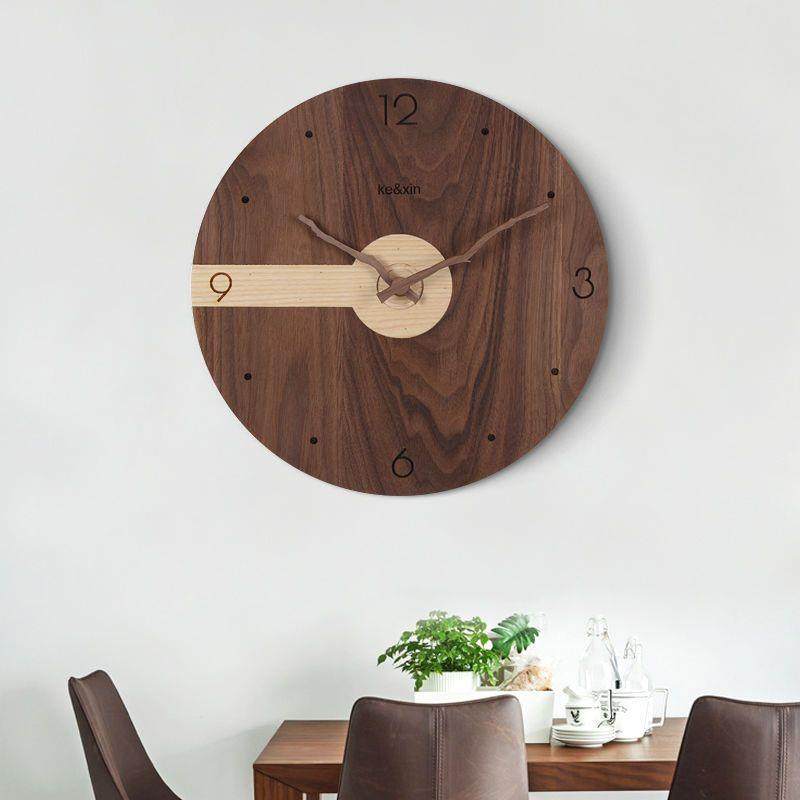 中式实木创意手工静音钟表时尚北欧客厅大号挂钟中国风田园风时钟