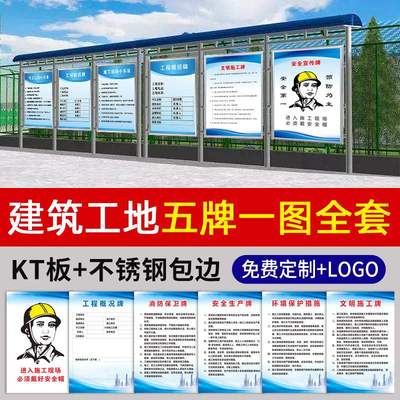 建筑五牌一图工地标识牌围挡施工警示牌晴雨表八大员岗位职责