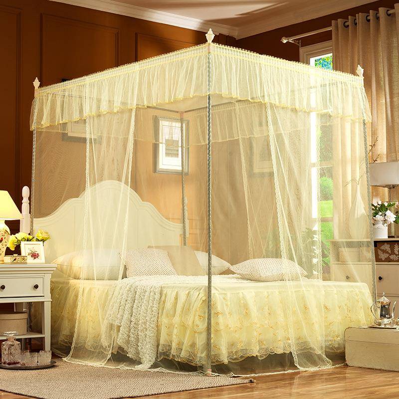 雨濛濛高端宫廷蚊帐家用卧室床纱缦帘三开门落地式纱帐