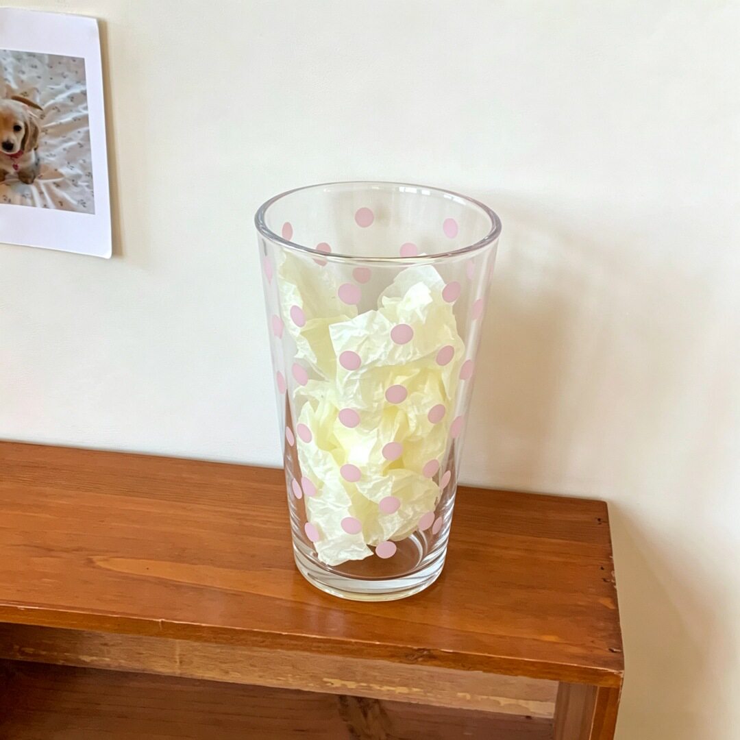 简约波点玻璃杯女高颜值ins风玻璃奶茶杯咖啡杯家用水杯冷饮杯子