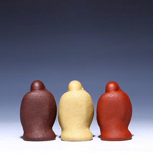 宜兴全手工紫砂人物雕塑 三色乐佛茶盘家居摆件茶宠起批