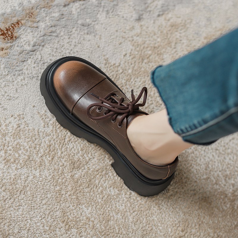 速发全~厚底小风20新4春秋2款复古系带福k乐j单鞋