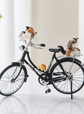 速发旧典二八型杠自行车模大桌面装饰品小摆件怀经复古电视柜收藏