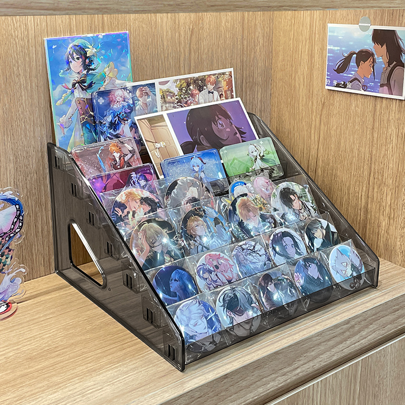 速发吧唧展示架亚克子卡纸色片流麻痛桌置物桌面阶梯式谷力收纳盒