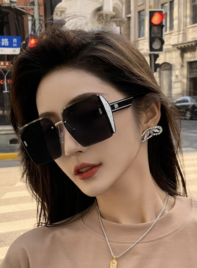 速发晒款大框复古圆防无框闪边韩版级感脸太遮太镜