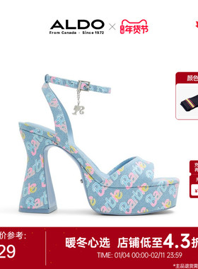 ALDOx芭比联名时尚小清新休闲潮流高跟鞋通勤时尚印花ALHS24A79