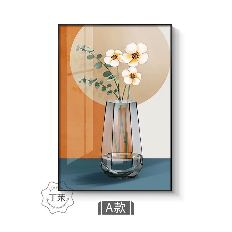 .餐厅花卉装饰画现代简约饭厅挂画温馨轻奢风格背景墙北欧高端壁图片