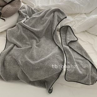 软huhu竹炭纤维浴巾毛巾套装 中性风 ins吸水速干洗脸洗澡巾情侣