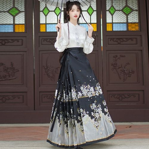 速发新中式马面裙套装成人2款中4新02国风改良汉服装日常通勤