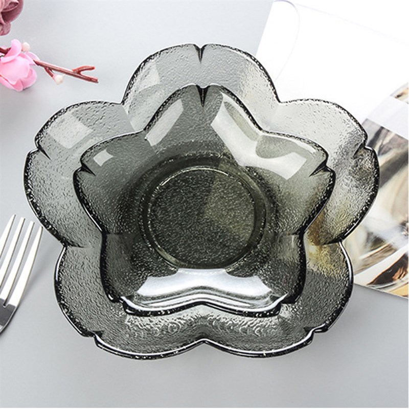 速发高级感灰色小碗吃碟小份水果碗玻璃碗骨吃碟水果盘小碟糖水沙