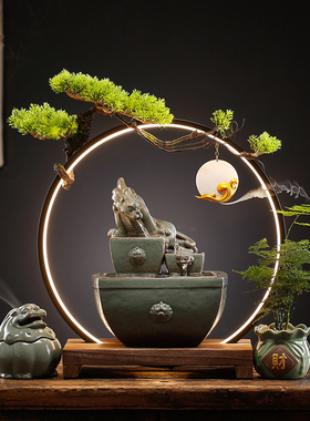 速发日进摆金流水斗件中式办公室开业礼品循环水创意玄喷家居关泉