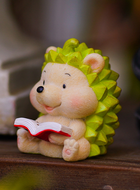 速发好运果连榴莲刺猬可爱水连花园摆件日公桌面车载装饰品送生办