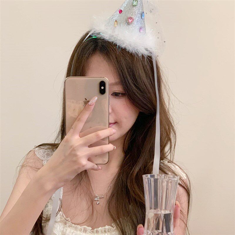 速发网红三角帽生日氛围感发夹成人生童公主头饰拍照道具