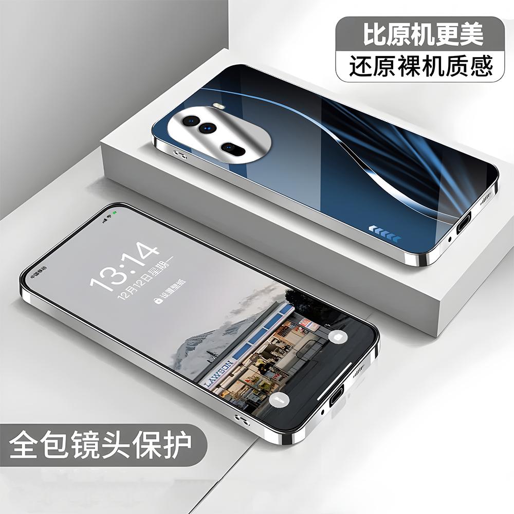流光溢彩电镀玻璃壳适用OPPOReno11手机壳新款简约时尚Reno13Pro外壳全包防摔Reno12保护壳高颜值手机套男款